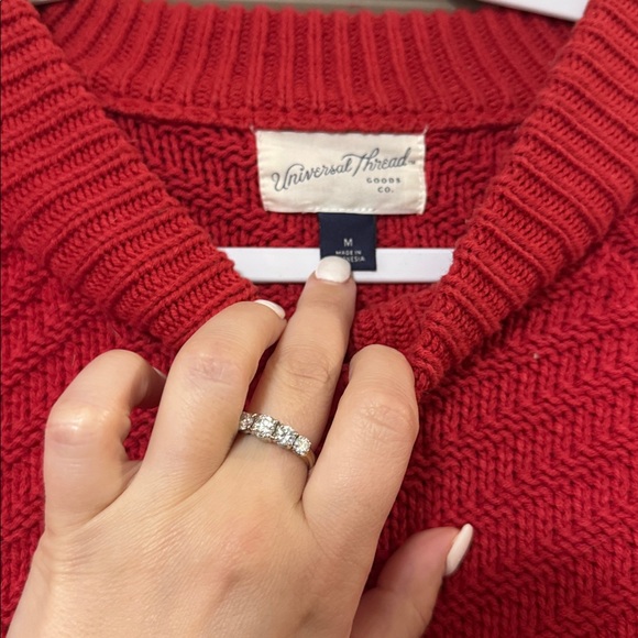 Universal Thread • Knit Rich Red Crew Neck Sweater - Picture 3 of 4